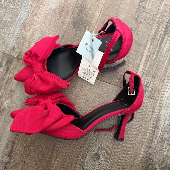 Women's Grace Bow Heels with Memory Foam Insole - A New Day Red 6.5 - Picture 5 of 9